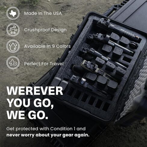 Condition 1 18" Medium Waterproof Hard Case With Foam, Model 801, Orange | Portable Protective Storage Box for Travel, Tactical Gear, Made in USA, 18.36"x13.70"x7.03" in Saudi Arabia