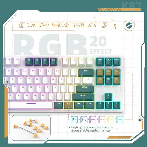 لوحة مفاتيح الألعاب الميكانيكية اللاسلكية ZIYOU LANG K87 TKL RGB بإضاءة خلفية، وضع ثلاثي 2.4 جيجا هرتز/بلوتوث 5.0/سلكي مع كابل USB C ملفوف، مفاتيح صفراء قابلة للتبديل السريع ولوحة مفاتيح قابلة لإعادة الشحن للكمبيوتر المحمول in Kuwait