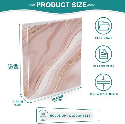 3 Ring Binder 1.5 Inch Pink Ribbon Bows Love Clipboards Binders with Interior Pockets Round Ring Binder for Office Supplies and School in Kuwait