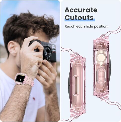 Tensea لساعة Apple Watch Band 38mm 40mm 41mm 42mm 44mm 45mm 46mm 49mm للنساء والرجال، حزام ناعم لطيف مع حافظة ممتصة للصدمات، ملحقات سوار معصم رائعة لسلسلة iWatch Ultra SE2 10 9 8 7 SE 6 5 4 3 2 1 in Kuwait