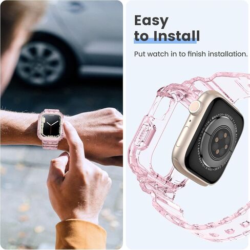 Tensea لساعة Apple Watch Band 38mm 40mm 41mm 42mm 44mm 45mm 46mm 49mm للنساء والرجال، حزام ناعم لطيف مع حافظة ممتصة للصدمات، ملحقات سوار معصم رائعة لسلسلة iWatch Ultra SE2 10 9 8 7 SE 6 5 4 3 2 1 in Kuwait