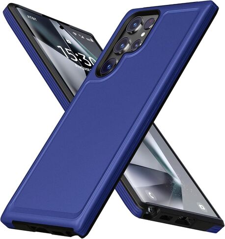 جراب لهاتف Galaxy S23 Ultra بطبقة حماية مزدوجة من البولي كربونات وممتص للصدمات ناعم، حماية ضد الصدمات، ملمس جلد غير لامع، مقاوم للخدش، مضاد لبصمات الأصابع، مضاد للانزلاق، أسود، MUS-QL-07-01 in Kuwait