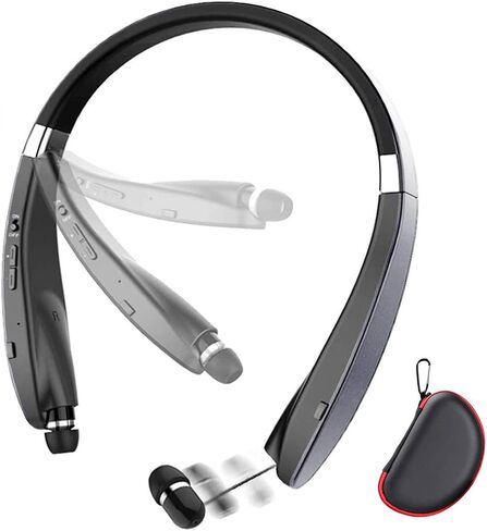 Foldable Bluetooth Headset, Beartwo Lightweight Retractable Bluetooth Headphones for Sports&Exercise, Noise Cancelling Stereo Neckband Wireless Headset (with carry case) in Kuwait