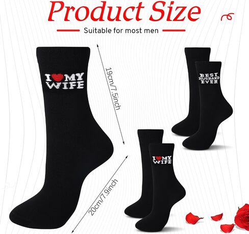 Haysandy 2 Pairs I Heart Love My Wife Girlfriend Socks Best Boyfriend Husband Ever Socks for Christmas Valentine's Day Gifts in Kuwait