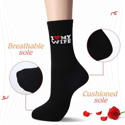 Haysandy 2 Pairs I Heart Love My Wife Girlfriend Socks Best Boyfriend Husband Ever Socks for Christmas Valentine's Day Gifts in Kuwait