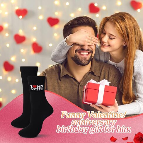 Haysandy 2 Pairs I Heart Love My Wife Girlfriend Socks Best Boyfriend Husband Ever Socks for Christmas Valentine's Day Gifts in Kuwait
