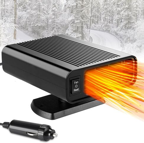 سخان سيارة محمول، 2025 جديد مطور 12 فولت 150 وات مزيل الصقيع للزجاج الأمامي ومزيل الضباب، 2 في 1 سخان توصيل السيارة ومروحة تبريد السيارة، مناسب لجميع السيارات in Kuwait
