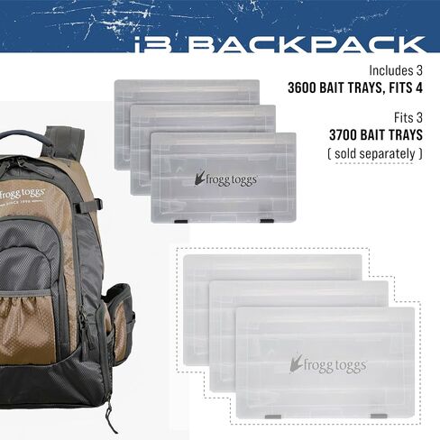 Frogg Toggs i3 Fishing Backpack, Tackle Storage, Includes 3-3600 Bait Trays in Saudi Arabia