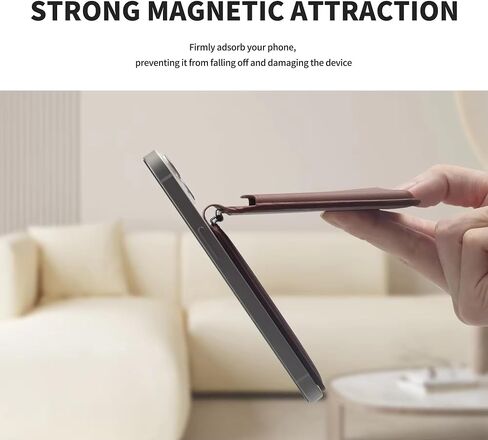 Magnetic Wallet, Compatible with MagSafe Wallet, iPhone Wallet with Adjustable Stand, for iPhone 15/14/13/12 Series, Not for iPhone Mini, 6 Card Holder, Genuine Leather (Brown) in Saudi Arabia