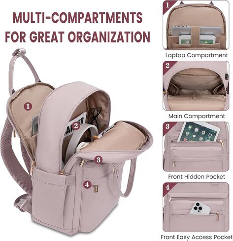 LOVEVOOK Laptop Backpack for Women 15.6 Inch Laptop Bag with USB Port, Fashion Waterproof Backpacks Teacher Nurse Stylish Travel Bags Vintage Daypacks Bookbag for College School Work in Kuwait