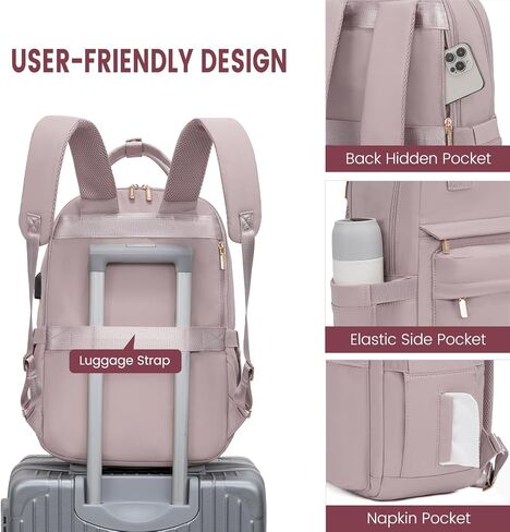 LOVEVOOK Laptop Backpack for Women 15.6 Inch Laptop Bag with USB Port, Fashion Waterproof Backpacks Teacher Nurse Stylish Travel Bags Vintage Daypacks Bookbag for College School Work in Kuwait