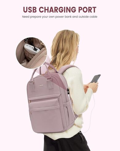 LOVEVOOK Laptop Backpack for Women 15.6 Inch Laptop Bag with USB Port, Fashion Waterproof Backpacks Teacher Nurse Stylish Travel Bags Vintage Daypacks Bookbag for College School Work in Kuwait