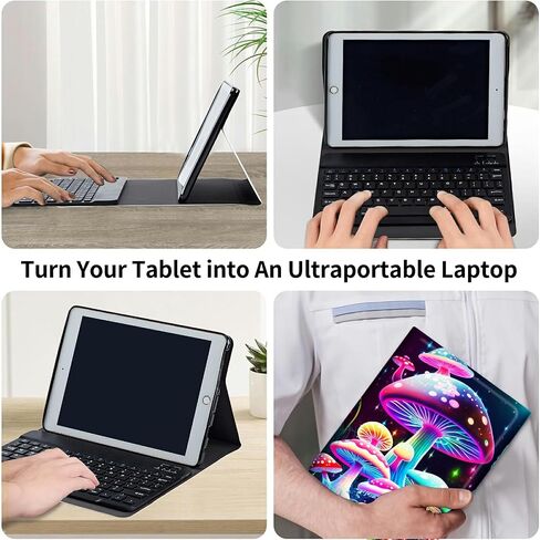 Gorgeous Mushrooms Keyboard Case for Kindle Fire HD 10 and Fire HD 10 Plus Tablet 11th Generation 2021 Release,Slim Stand Protective Cover with Detachable Wireless Bluetooth Keyboard in Saudi Arabia