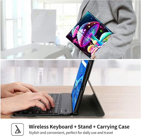 Gorgeous Mushrooms Keyboard Case for Kindle Fire HD 10 and Fire HD 10 Plus Tablet 11th Generation 2021 Release,Slim Stand Protective Cover with Detachable Wireless Bluetooth Keyboard in Saudi Arabia