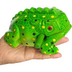 Cozinest متوسط ​​6 بوصة ضفدع خشبي Guiro Rasp قرع آلة موسيقية لهجة كتلة خشبية أدوات قرع يدوية منتجات من تايلاند Lucky Frog لديكور المنزل والمكتب (بني) in Kuwait