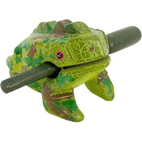 4" Wooden Frog Percussion Instrument Wood Frog Guiro Rasp Tone Block Thailand Handcraft Musical Lucky Frog Home Office Decoration Adorable Gift (Blue)
