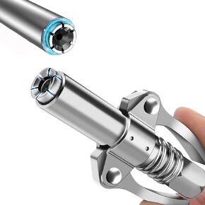 Grease Gun Coupler, Quick Release Double Handles Grease Gun Tip with 6 Thickened Jaws, 12000 PSI High Pressure Grease Fittings, Compatible with All Grease Guns 1/8" NPT Fittings