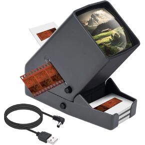 عارض شرائح وأفلام مقاس 35 مم، عارض سلبي، عرض مضاء بإضاءة LED على سطح المكتب، تكبير 3X، يعمل بمنفذ USB in Kuwait