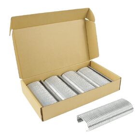 KIMSING - AC50 11 Gauge Zinc-Aluminum Alloy Hog Ring Staples, 320 Pcs/Box, 1-1/2" (38.7mm) Crown, C Type Staples for Gabion, Wire Cages, Fencing