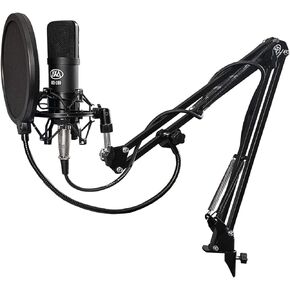 AxcessAbles MX-100 Professional Cardioid Studio Condenser Mic Bundle with Shock Mount, Desktop Mount Mic Swivel Boom Arm, Pop Filter & Cable - Ideal for Studio Recording & Broadcasting