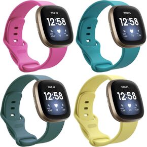 4 قطع من الأربطة الرياضية المتوافقة مع Fitbit Sense/Versa 3، أساور معصم بديلة من السيليكون الناعم الكلاسيكي للساعة الذكية Versa 3 للنساء والرجال in Kuwait