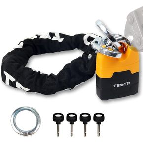 Bike Lock Chain Lock 3feet/90cm Long Heavy Duty Anti-Theft Motorcycle Chain Locks Security 10mm Thick Chain with Bright-colored Lock,Durable Moped Lock with 4 Keys for Bicycle,Scooter(5.95lbs)