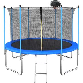 Livavege Trampolines 8FT 10FT 14FT 16FT Trampoline with Safety Enclosure Net & Ladder, Outdoor Trampoline for Kids and Adults, 400LBS, ASTM Approved