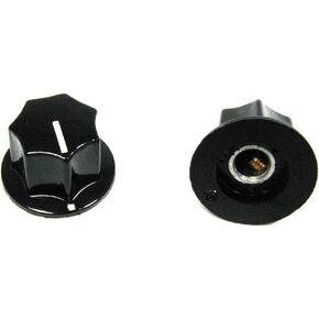 2-pack Guitar Potentiometer Knobs: Black "Top Hat" with Set Screw