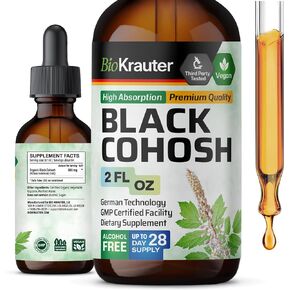 Black Cohosh Supplement for Women - Organic Black Cohosh Tincture - Natural Perimenopause and Menopause Supplements for Women’s Health - Alcohol and Sugar Free Vegan Drops 4 Fl.Oz.