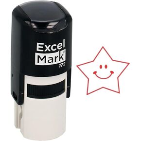 ExcelMark Round Teacher Stamp - Thumbs UP (Outline) - RED Ink