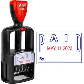 Mark 2000 Self-Inking Rubber Date Office Stamp with Received Phrase - Blue Ink & Date Red Ink - 12-Year Band