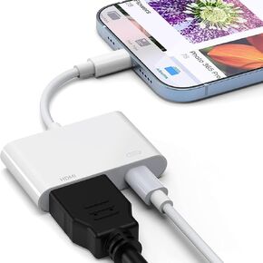 محول Lightning إلى HDMI [معتمد من Apple MFi]، محول شاشة 1080 بكسل مع منفذ شحن Lightning، محول iPhone إلى HDMI متوافق مع أجهزة iOS للتلفزيون/جهاز العرض/الشاشة in Kuwait