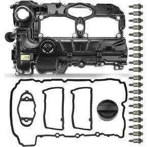 A-Premium Engine Valve Cover with Oil Filler Cap & Gasket & Bolt Compatible with 2012-2018 BMW 228i 320i 328i 428i 528i X1 X3 X4 X5 Z4 (Included GT/xDrive) N20 L4 2.0L # 11127588412