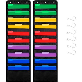 ABC life 20 Pockets Premium Hanging File Folders Organizer/Wall Mount Storage Charts with 6 Over Door/Wall Hangers, Office Paper Filing for Magazine, School/Home/Classroom Organization(2 Pack)