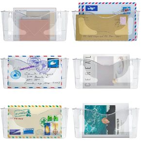 PAG 6 Pockets Wall File Holder Clear Acrylic Hanging File Organizer for Office and Home, Vertical