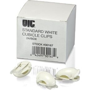 Officemate Cubicle Clips, White, Box of 24 (30167)
