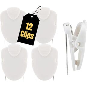 1InTheOffice Cubicle Clips، دبابيس حجرية بيضاء، مشابك مكتب، مشبك جداري للوحات القماش، (12 حزمة)
