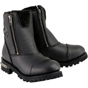 Milwaukee Leather MBM102 Men's Black Smooth Double Sided Zipper Entry Motorcycle Leather Boots - 10