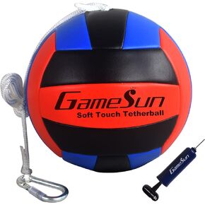 GAMESUN Tetherball and Rope,Full-Size Soft Touch, Portable Tetherballs with Soft Rope - Great Outdoor Game for Kids