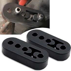 2 PCS 4 Holes Exhaust Rubber Hanger, High-density Muffler Exhaust Hanger, Adjustable Exhaust Pipe Support Bracket, Universal Bushing Muffler Insulator Shock Absorbent Mount Bracket (Black)