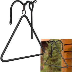 Blacksmith Iron Dinner Bell Hand Made 12“ Triangle Dinner Bell Heavy Duty Primitive Hand-Forged Wrought Iron Triangle Dinner Bell Iron Triangle Chime