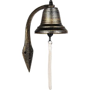 Upstreet Dinner Bell for Outside or Inside Made of Red Copper Hanging Bell, Cast Iron Outdoor Bell to Wall Mounted Surfaces for Church, Home, and School Bell (Cinereous, 6)