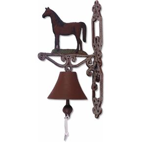 Sunset Vista Designs Painted Cast Iron Bell - Horse 14 x 8,green/beige