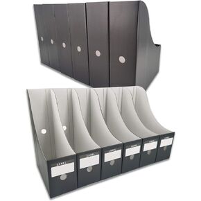 HUAPRINT Magazine File Holder(12 Pack,White)-Folder Holder,Desk File Organizer,Document Holder Box,Magazine Storage Box,With Labels