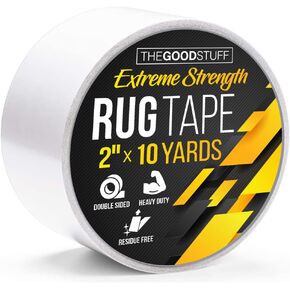 شريط سجاد مزدوج الجوانب من The Good Stuff عالي التحمل [2 بوصة × 10 ياردات] سجاد آمن للأرضيات الخشبية والصفائحية والسجاد مع شريط سجاد غير قابل للانزلاق للسجاد in Kuwait