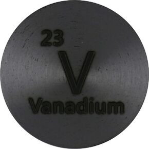 Vanadium (V) 24.26mm Metal Disc 99.9% Pure for Collection or Experiments