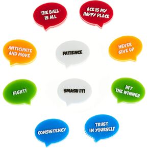 BusyBee Tennis Vibration Dampener (10 Pack). Unique Tennis Gift for Kids, Women and Players with 10 Motivational Slogans