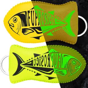 Floating Keychain for Boat Keys with Wrist Coil, Glow in the Dark, Float 5 to 6 Keys, Waterproof Key Chain Keyring,2 Pcs, Green and Orange