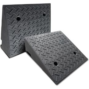 ROKENPOY 2 Pack Driveway Curb for Ramps, Portable Heavy Duty Rubber Shed, Suitable for Cars, Bicycles, Motorcycles, Wheelchairs, Lawn Mowers, Mobile Pets (19.7 x 19.7 x 6 Inch)