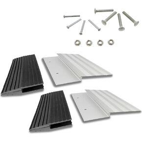 BISupply Truck Loading Ramp Ends - 12in Aluminum Ramps Bracket and Rubber Feet Kit for Cars, Trucks, Trailers, Driveways, Sheds, Lawn Mowers and More